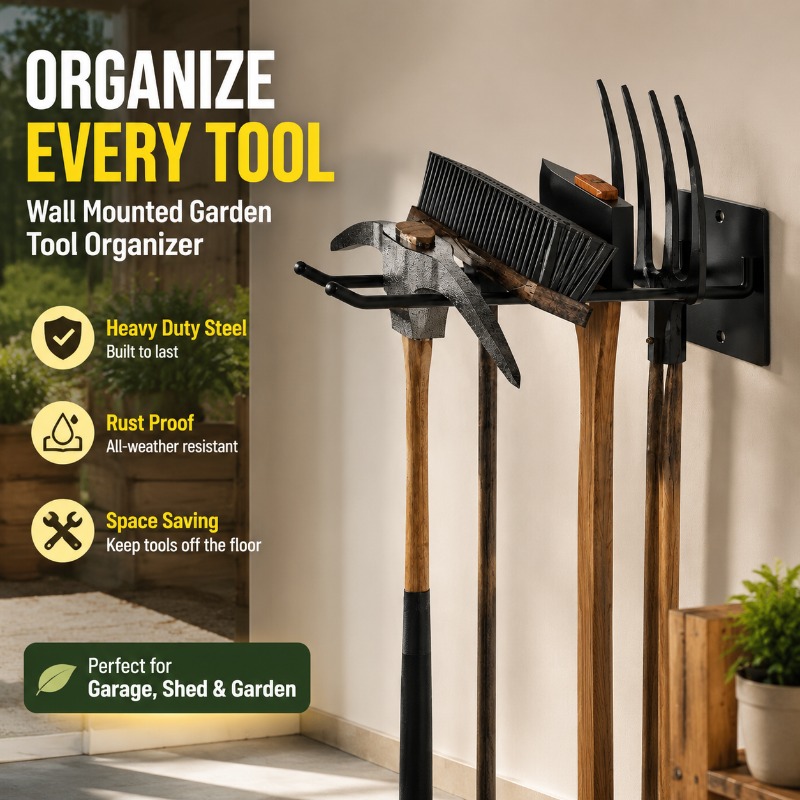 Gardening Tools Holder - رف تخزين أدوات الحديقة المثبت على