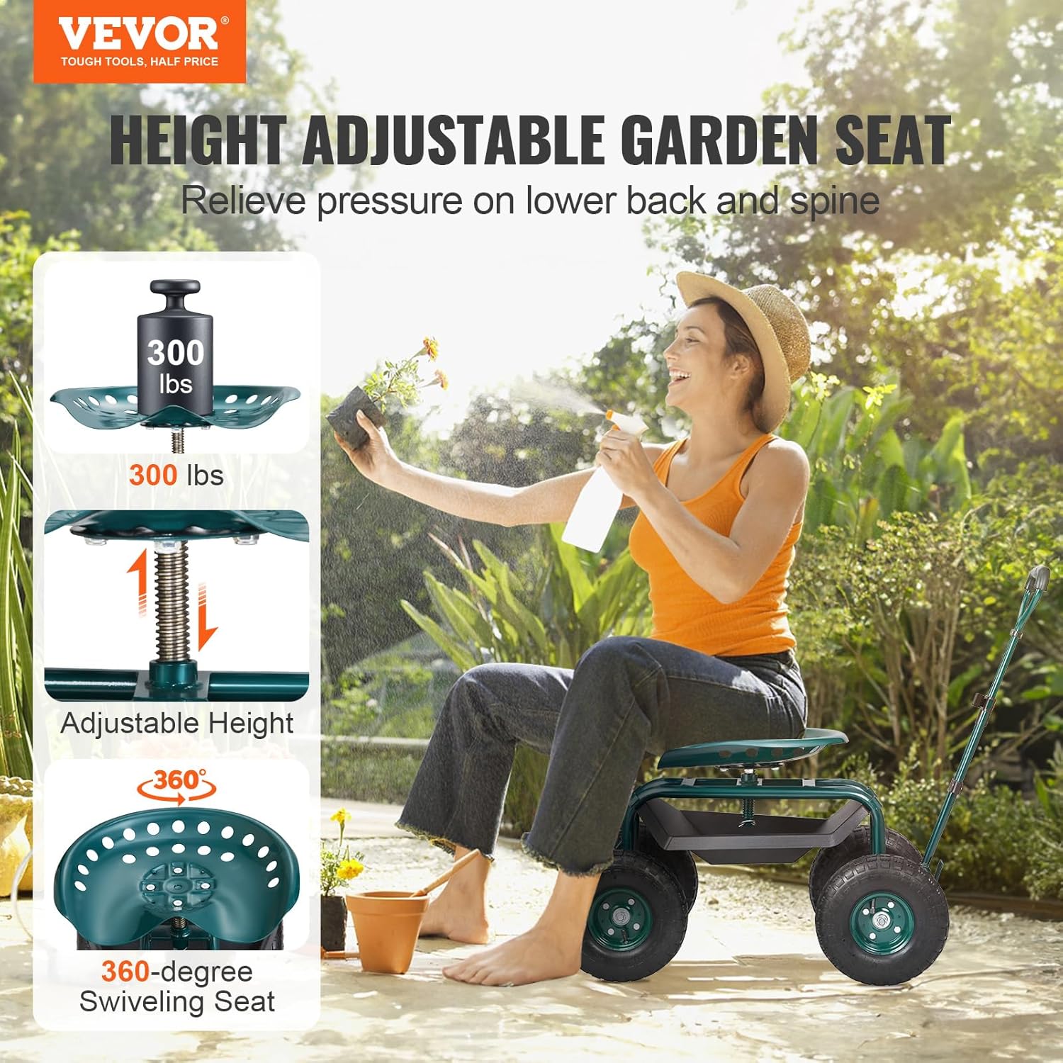 عربة حديقة متحركة مع مقعد عمل  - مراجعة Gardening Tools Uses وسعره